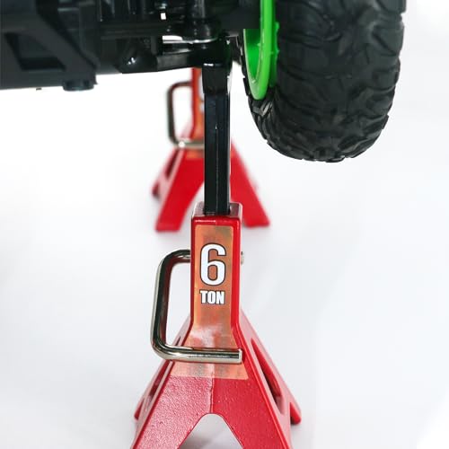 4 Pack 1/10 Remote Control Car Scale Metal Jack Stand Repair for Traxxas TRX4 Axial SCX10 1/10 RC Climbing Car,Note: for 1:10 RC Cars only, not for Real Cars(Red) - color: Red