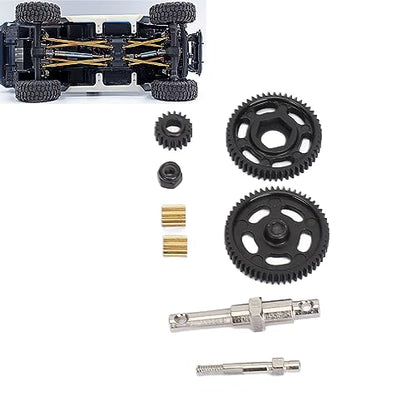 RC Transmission Gear Set, 8Pcs Heavy Duty Steel Gearbox Upgrade for Axial SCX24 1/24 RC Crawler Car, High Performance Metal Gears with Stainless Steel and Copper