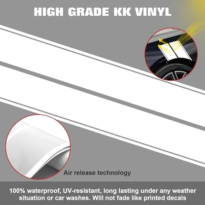 x xotic tech Fender Stripes Hash Marks KK Vinyl Decal Universal for Car Truck Sticker Racing Stripe 11"x23" (White) - color: White