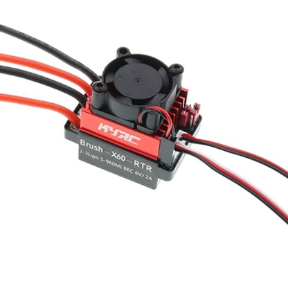 RC Car 60A Brushed ESC Electric Speed Controller 6V/2A BEC Compatible with Traxxas TRX4 TRX6 D90 HSP Tamiya Redcat Axial SCX10 HPI 4WD Truck 1/10 RC Truck Car Crawler (T Plug with Cooling Fan) - style: T Plug with Cooling Fan