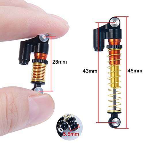 RCLIONS Aluminum 43mm RC Oil Shock Absorber Damper for All 1/24 Axial SCX24 | SCX-24 Deadbolt Base Camp Lexus Dooge Gladiator RC Crawler Car Upgrades - color: Black