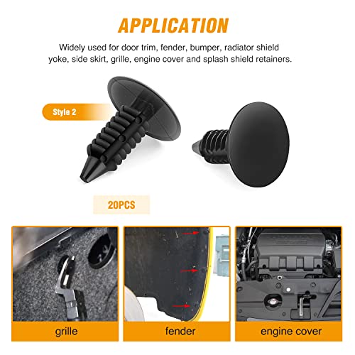 GOOACC 120PCS Car Bumper Push Retainer Clips & Nylon Fasteners Rivet Kit 6mm 7.6mm 8mm 8.8mm 10mm Door Trim Panel Clips , 1PC Fastener Remover, Black - color: 120Pcs Clips + Remover