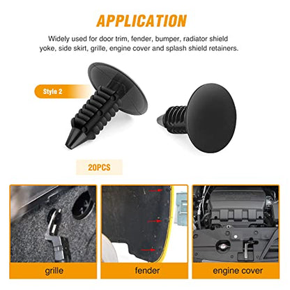GOOACC 120PCS Car Bumper Push Retainer Clips & Nylon Fasteners Rivet Kit 6mm 7.6mm 8mm 8.8mm 10mm Door Trim Panel Clips , 1PC Fastener Remover, Black - color: 120Pcs Clips + Remover
