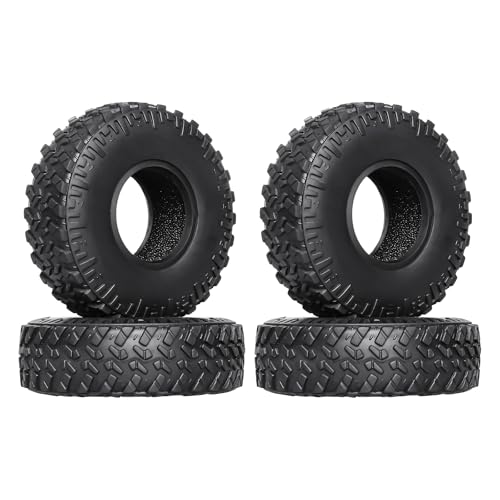 Hobbypark SCX24 Tires 1.0 Rock Crawler for 1/18 TRX4M Axial SCX24 Gladiator Bronco C10 JLU Deadbolt B17 Betty 1/18 1/24 RC Crawler Car, 4PCS (53x18mm) - style: Type E