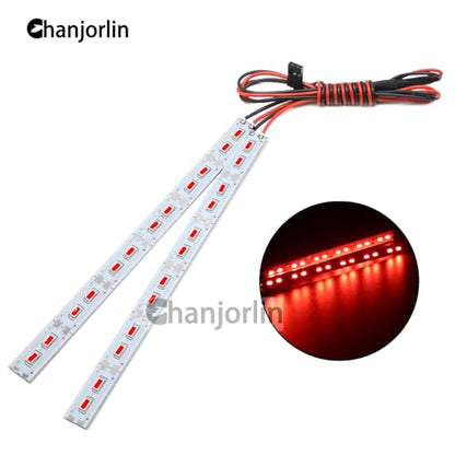 RC Car 24 LEDs Chassis Lights Strip Aluminum LED Lamp 6V Accessories for 1/8 1/10 1/16 RC Truck Tank Crawler Buggy Car HPS HPI Tamiya SCX24 TRX4 TRX6 Slash Rustler Redcat 4WD (Red) - color: Red