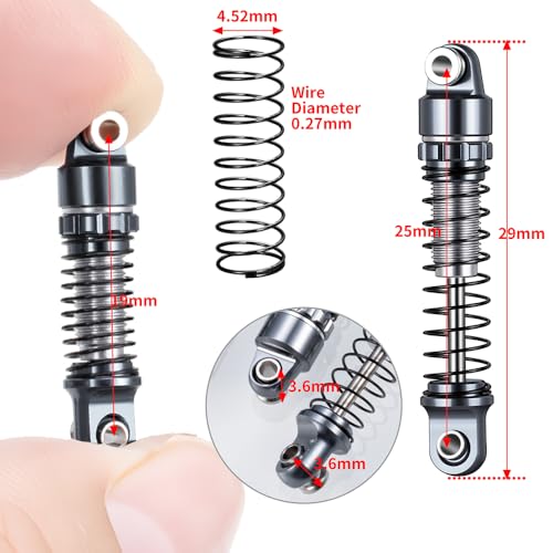 4PCS/1Set Aluminum Shocks 22mm 25mm 28mm Extended Absorber Damper 1/30th for AXIAL SCX30 RC Crawler Car Upgrade Parts - size: 25mm
