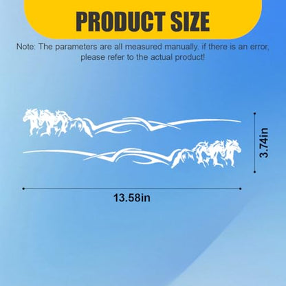 2PCS Horse Car Sticker Decal, Waterproof Vinyl Automotive Running Horses Bumper Sticker Decoration, Self-Adhesive Cool Car External Window Decal Accessories for Truck, SUV (White)