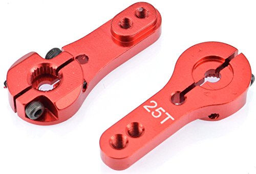 Apex RC Products 25T for Futaba Red Aluminum Dual Clamping Servo Horn - 2 Pack #8016