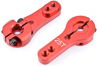 Apex RC Products 25T for Futaba Red Aluminum Dual Clamping Servo Horn - 2 Pack #8016
