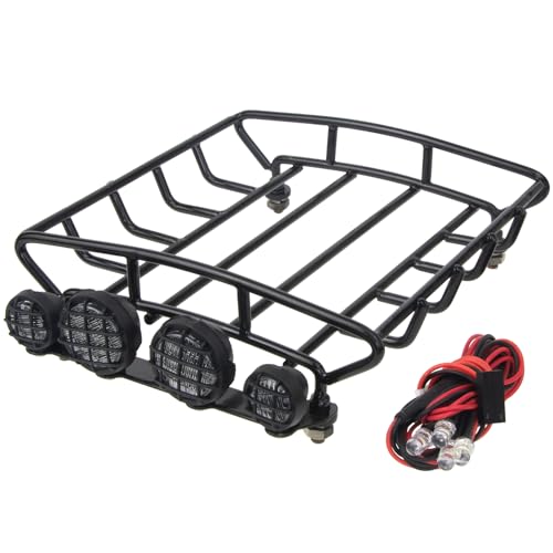 RC Car Metal Roof Luggage Rack with LED Lights for Tamiya Sand Scorcher Monster Beetle 1/10 Crawler Car Upgrade Parts