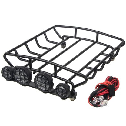 RC Car Metal Roof Luggage Rack with LED Lights for Tamiya Sand Scorcher Monster Beetle 1/10 Crawler Car Upgrade Parts