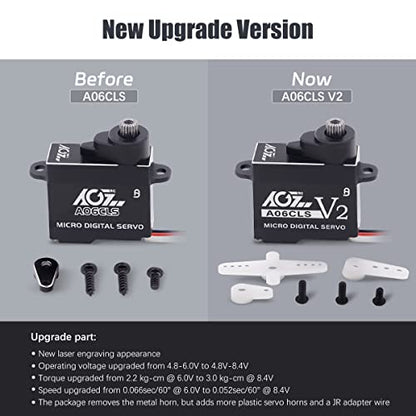 AGFRC 3KG HV RC Micro Servo for Mini-Z Cars (A06CLS V2 Black) | 6g Ultra-Light, 0.052s High Speed, Programmable, Digital Coreless Motor, Full Metal Gear, Ideal for 1/28 RC Cars - style: A06CLS V2 Black