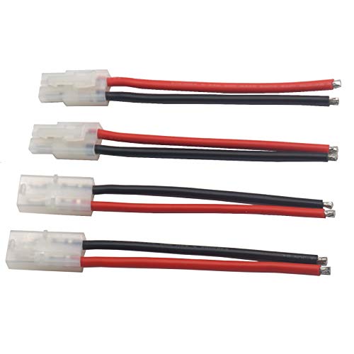 4Pairs Adapter Compatible with Tamiya Style Plug Male Female Connector w/10cm 14AWG Silicon Wire Cable for RC Car Lipo Battery Charger FPV Truck Boat