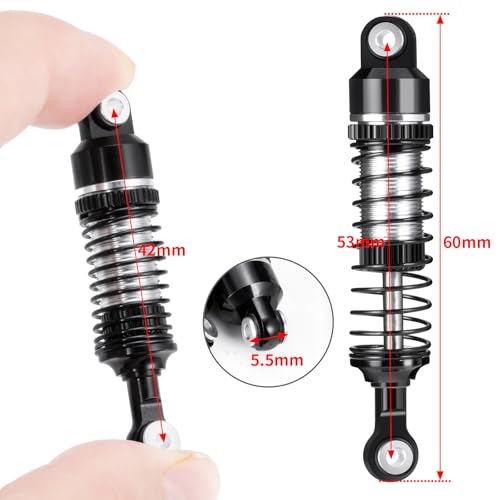 53mm RC Shocks Front & Rear Shock Absorber, #B Black | Upgrade Parts, For Redcat 1/18 Ascent-18, Rock Crawler Car - color: #B Black