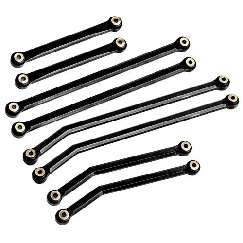 Hobbypark Aluminum High Clearance Links Set Upgrades for Axial SCX24 Gladiator AXI00005 Upgrades 1/24 RC Crawler Car (Black) - color: Black