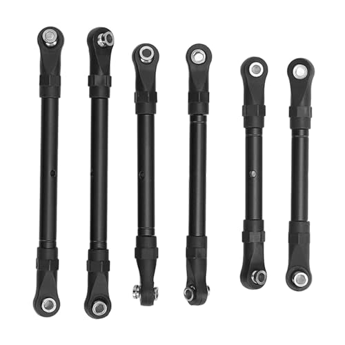 RC Tie Link Rods Set, 6 Pcs RC Car Steering Tie Rod Aluminum Alloy Spare Part Long Short RC Tie Rods Set for Slash Remote Controlled Car (Black) - color: Black
