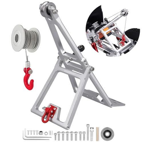 HobbyPark RC Crawler Tow Rig Crane 1/10 Scale Winch Stent Rescue Wrecker Kit Trailer Tow Hook for TRX4 SCX10 II Capra LCG Chassis Frame DIY Parts Updates (Silver) - color: Silver