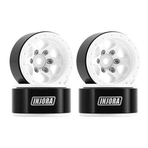 INJORA 1.0 Aluminium Beadlock Wheel for TRX4M 1/24 1/18 RC Crawler（White） - color: White