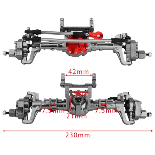 CNC Anodized Complete Front & Rear Portal Axle for 1/10 RC Crawler Car Axial SCX10 II Deadbolt 90046 90047 SCX10 90028 90027 Metal Upgrade Parts (Titanium) - color: Titanium