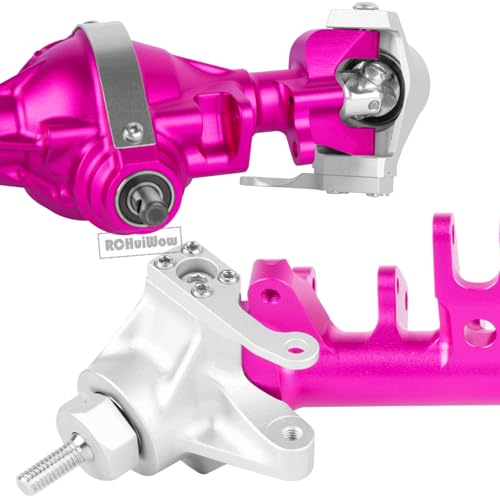 RC Alloy Front Rear Portal Axle Upgrades Part for 1/10 RC Crawler SCX10 90046 90047,Aluminium Front Rear Complete Portal Housing,All Pink - color: Pink