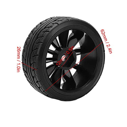 1/10 RC Drift Car Tires Hard Rubber Tyre Set for TT02 RC On Road Drifting Car Black 4PCS 62mm Diameter 26mm Width 12mm Hex