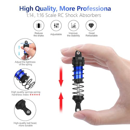 4PCS Shock Absorbers Oiled RC Shocks Fit for 1/12 1/14 1/16 RC Cars | Compatible with WLtoys 144001/124019/124018 MJX, SCY and HBX RC Buggy Off-Road Racing Replacement Parts (Black Blue) - color: Black blue