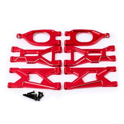 Aluminum Alloy RC Front Upper Lower Suspension Arm Swing Arm &Rear Lower Arm for Arrma 1/10 GORGON 4X2 2WD Gorgon Monster Truck (Red) - color: Red