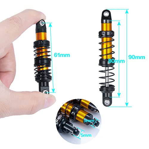 Que-T 4pcs Aluminum Alloy RC Shock Absorber for Axial Scx10 90046 D90 Trx4 Wraith 1/10 Crawler Car (80mm) - size: 80mm