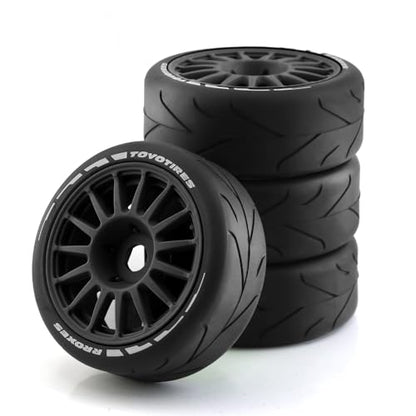 1/8 RC On Road Car Tires And Wheels Rims 17mm Hex 103mm Rubber Rally Tyres For 1:8 Scale RC On-Road Racing Car HPI WR8 HSP Hobao ARRMA Redcat Losi Kyosho VRX RC Rally Drift Car 4PCS (Black A) - color: Black a