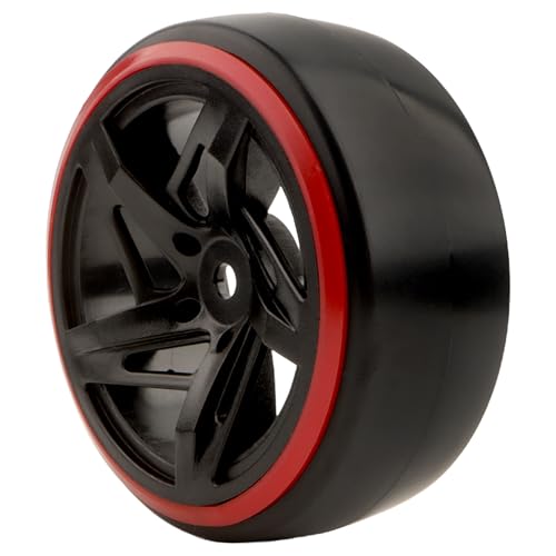 OD62mm 1/10 Hard Plastic RC Drift Car Tires & Wheel Rims 12mm Hex Tyre Compatible with Traxxas 4Tec HSP Tamiya TT01 XV01 HPI Kyosho 1/10 Scale Drift Drifting RC Cars - color: Red