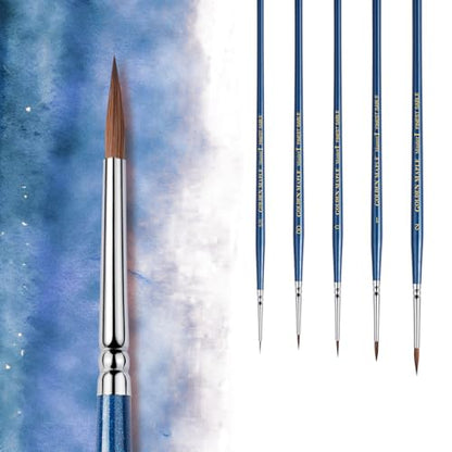 Kolinsky Sable Brushes, Golden Maple Miniature Paint Brushes Natural Hair Professional Pointed Round Brush for Model Painting, Watercolor Details, Acrylic Gouache Inks Painting, Size 2 1 0 00 5/0 - size: 5/0 2/0 0 1 2 Pointed Round