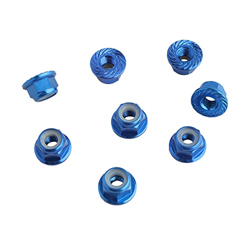 8PCS Flange M4 Lock Nuts Serrated Nylon Self-Tightening Aluminum M4 Wheel Hardware for Axial HPI TLR ECX Model RC Car Vehicles Upgraded Replacement Parts (Dark Blue) - color: Dark Blue