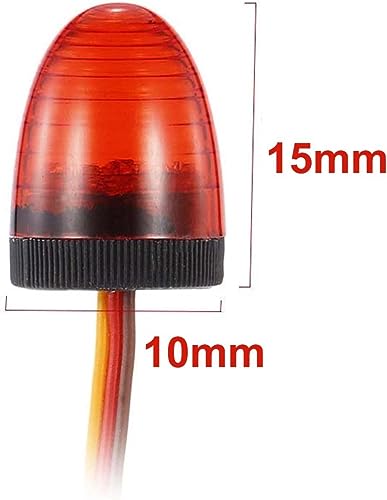 Circular Ultra Bright LED Police Light Rotating Flash Alarming Strobe Lamp 5Modes for 1/8 1/10 1/14 RC Car Firefighting Ambulance Crawler Truck for CC01 D90 SCX10(10x15mm,Red) - color: 10x15mm,Red