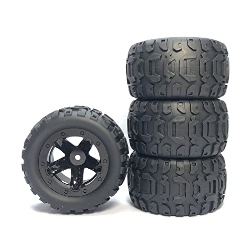4pcs/Set Remote Control Vehicle Tires Fit The 1/16 1/14 1/12 RC Car Off-Road Vehicle Hub Modification and Opgrading Accessories (Black) - color: Black