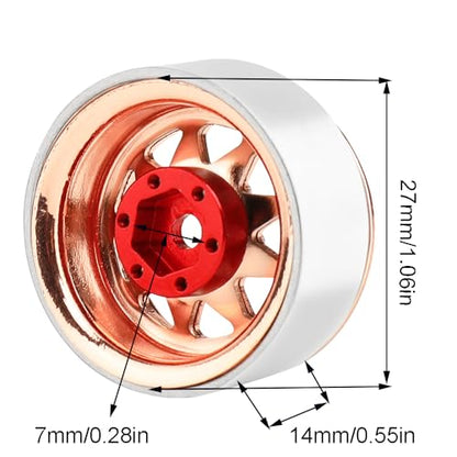 1.0 Beadlock Wheel -3.78mm Offset Wheel Rims for 1/18 1/24 RC Crawler Car Axial AX24 SCX24 FMS FCX24 TRX4M Upgrades (Rose Gold) - color: Rose Gold