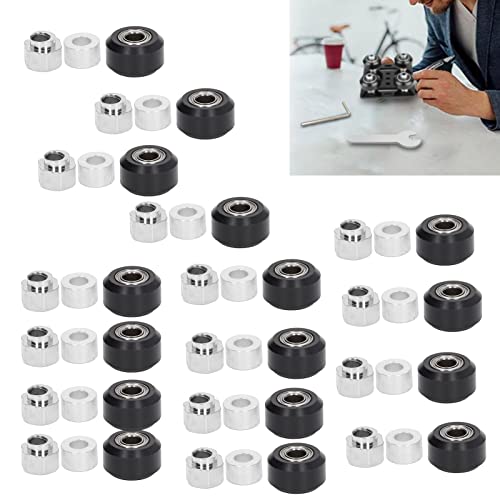 3D Printer POM Pulley Wheel Set Rubber Bearing Wheel Eccentric Spacer Round Column for 3D Printer(Black Pulley)