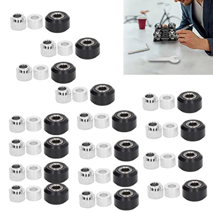 3D Printer POM Pulley Wheel Set Rubber Bearing Wheel Eccentric Spacer Round Column for 3D Printer(Black Pulley)