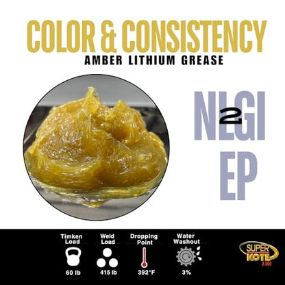 Multipurpose Lithium Grease Superkote 2000 | NLGI 2 | Lubricant Grease | Extreme Pressure | High Temperature | Heavy Duty | Bearing | Trailer Axle | Chassis | Automotive | Amber Grease | 360 gr Can