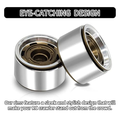 1.0 Beadlock Wheels, 4pcs Brown | Aluminum RC Rims Hub with Positive Offset 7mm Hex for 1/18 1/24 RC Crawler Traxxas TRX4M Axial SCX24 AX24 FMS FCX24 Upgrades - color: Four Hole Model-brown