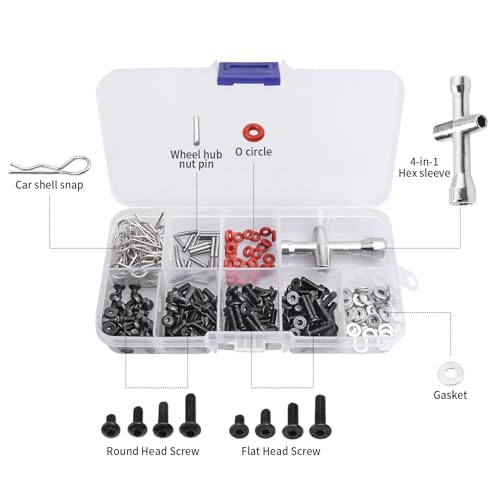RC Tool Kit - RC Screwdriver(Flat/Phillips/Hex), Screw Kit, Pliers, Wheel Wrench, Tray for RC Car FPVDone Quadcopter Helicopter Boat Compatible with Traxxas, Axial, Redcat, HPI, Losi RC Repair Tools
