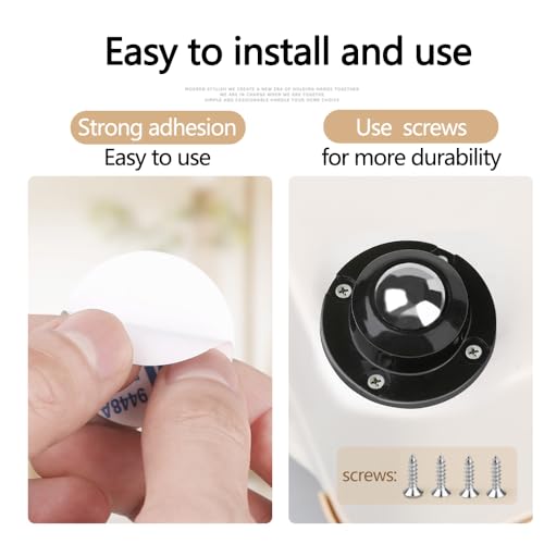 Self Adhesive Caster Wheels for Furniture,Storage Box,Trash Can,PC Stainless Steel Universal Pulley 360 Degree Rotating Adhesive Caster Wheels 0.8 Inch Low Profile Swivel Wheels Black 4 Pack - style: Black【0.8 inch】
