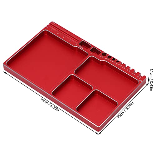 Magnetic Screw Tray, RC Aluminium Alloy Screw Tray, Adsorption Widely Used Magnetic Parts Tool Tray for RC Model Toy Repair Mat Electronic Repair Kit Tool Organizer (Red) - color: Red