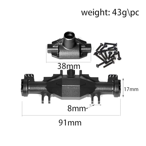 Aluminum Alloy Bridge Shell Cover RC Upgraded Parts for LOSI 1/18 Mini LMT 4X4 Brushed Monster Truck RTR-LOS01026 RC Car (Black) - color: Black
