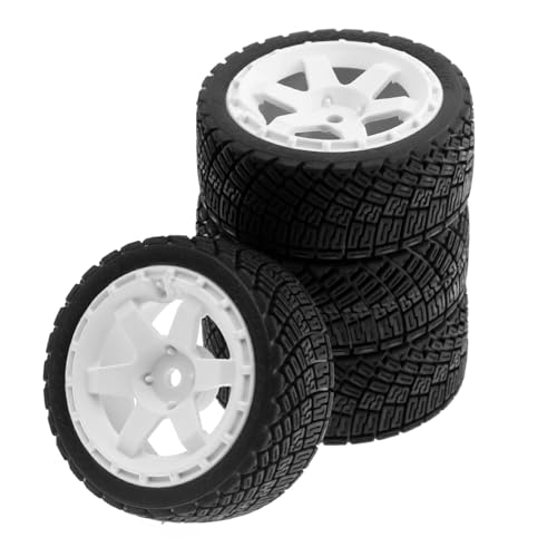 1/10 Rally Tires and Plastic Drift Wheels 12mm Hex RC On Road Tyres for 1:10 Scale Street Car Tamiya TT01 TT02 XV01 TA06 A959 PTG2 144001 HPI KYOSHO HSP PTG2 Traxxas 4PCS
