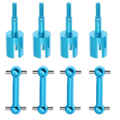 4Pcs Treehobby Aluminum Alloy Drive Shaft Dog Bone Dogbone & Wheel Stub Axle Cup Compatible with Tamiya TT01 TT02 1/10 RC Car Upgrades Parts(Blue)