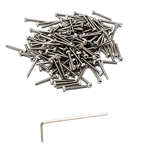 iexcell 100 Pcs M2 x 16mm Thread Pitch 0.4 mm Stainless Steel 304 Hex Socket Head Cap Screws Bolts Kit - size: M2 x 16mm