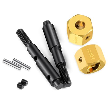RC Brass Wheels Hex Hub 10mm/12mm Offset Extension Hex Drive Adapter Counterweight with RC Portal Drive Stub Axle Set Compatible with 1/10 Redcat Ascent Fusion Ascent Upgrade Parts (10mm) - color: 10mm