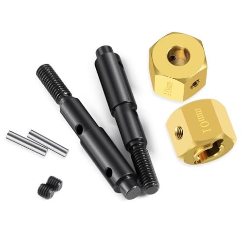 RC Brass Wheels Hex Hub 10mm Extension Hex Drive Adapter with Steel Stub Axle Counterweight Compatible with 1/10 Redcat Ascent Fusion Ascent RC Car Upgrade Parts (Thickness: 10mm) - color: Thickness: 10mm