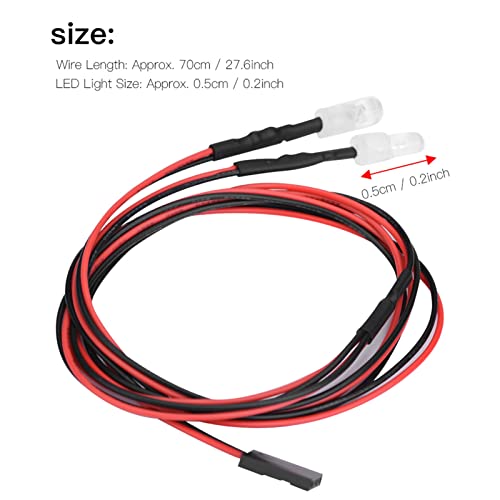 Pilipane RC LED Light Kit, 2PCS 5mm RC Headlight Accessories, RC Car Truck Lights, High Brightness White LED Lights for 1/10 RC Car Drift Truck Crawler, 27.6 Inch Wires, 5-11V