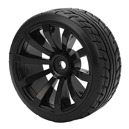 4PCS 1/10 Drift Car Tires Hard Tyre for TT02, RC Rubber Tires and Wheels Set, On Road Drifting Car with 12mm Hex Coupler, Durable Hard Rubber for Stable and Flexible Driving
